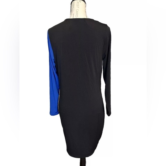 Soncy Sz 12 Color Blocked Long Sleeve Bodycon Blue With Black NWT - Picture 3 of 5